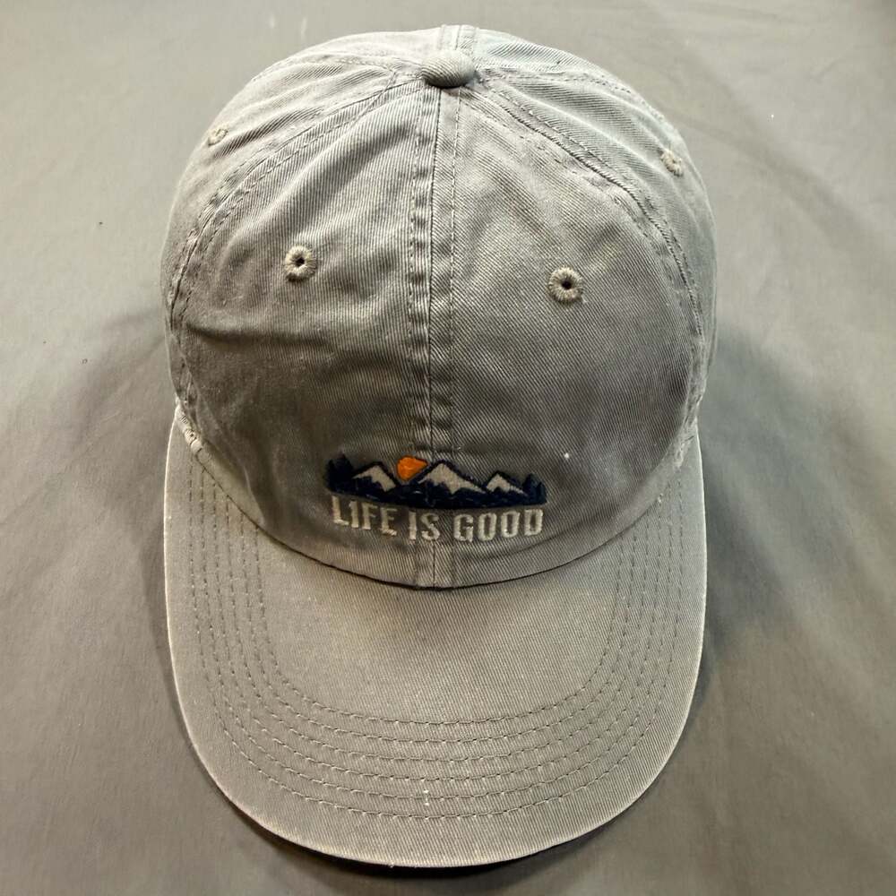 Life is Good A Sunwashed Chill Cap Sunset Mountains Slate Gray